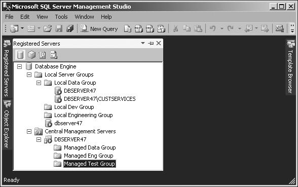32 Část I Základy Microsoft SQL Serveru 2012 pomocí panelu nástrojů okna Registered Servers.