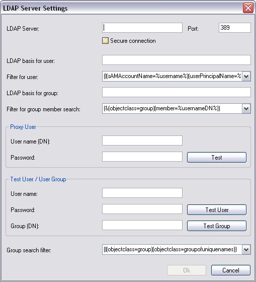 390 cs Stránka Skupiny uživatelů Bosch Video Management System Nastavení serveru LDAP Server LDAP: Zadejte název serveru LDAP.