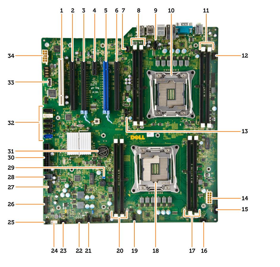 1. slot PCI (slot 6) 2. slot PCIe x16 (rozhraní PCIe 2.0 zapojeno jako x4) (slot 5) 3. slot PCIe 3.0 x16 (slot 4) 4. slot PCIe 2.0 x1 (slot 3) 5. slot PCIe 3.0 x16 (slot 2) 6.