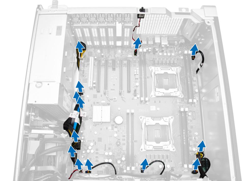 33. interní konektor USB typu A 34. konektor napájení procesoru CPU2 Vyjmutí základní desky 1. Postupujte podle pokynů v části Před manipulací uvnitř počítače. 2. Demontujte následující součásti: a.