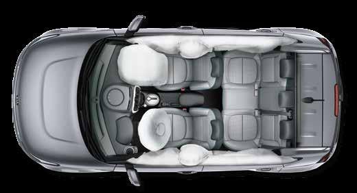 do rychlosti 20 km/h se aktivuje virtuální zvuk motoru 6 6 bezpečnostních airbagů Airbag řidiče, spolujezdce, boční a hlavové airbagy Systém šesti airbagů poskytuje ochranu všem cestujícícím.
