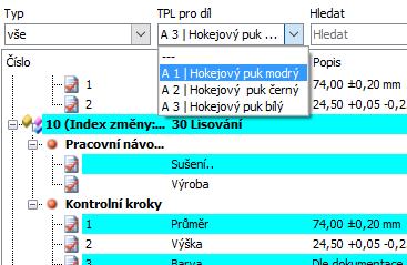 Obdoba funkce Řazení ) V případě, že znak vložený do kontrolního kroku nese informaci v položce klasifikace spojenou s obrázkem (přiřazenou v kótách-znacích jakosti u dílu nebo v parametrech) je