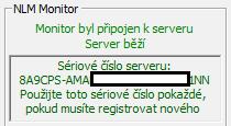 Toto číslo může být zobrazeno kdykoliv pomocí NLM Monitoru, v Obr. 2: Sériové číslo serveru kterém se zobrazuje v levém horním rohu okna (viz obr. 2). Zadejte jméno, příjmení a název společnosti.