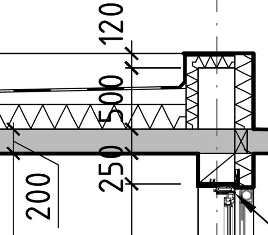 3), v druhém potom ŽB monolitické konstrukci (viz Obr. 4). Konstrukce atiky bude zvolena podle druhé varianty, jako ŽB monolitická. Její výška činí 500 mm, šířka 200 mm.