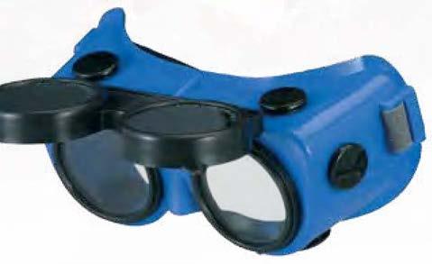 2-T0 Uzavřené ochranné brýle s očncí s nepřímou ventlací a se sklopným rámem; očnce je osazena črým zorníky, které slouží k ochraně očí před