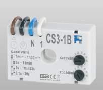 Časové spínače do istalační krabice CS3-1B Obj.č. - 0133 Schéma zapojení: Pro spínání ventilátorů s možností nastavení zpoždění zapnutí i vypnutí zařízení.