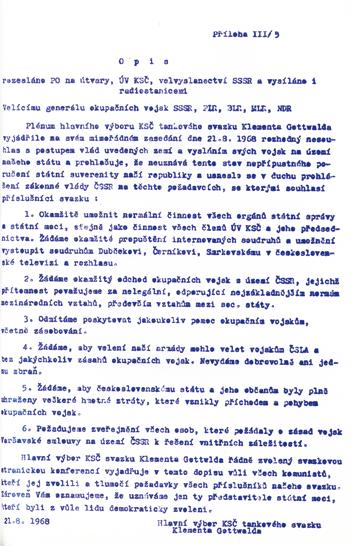 VI. Armáda v srpnu 1968 65 vyzbrojenou ostrou municí pro bojové střelby a chtěl tam zabránit potenciálním incidentům.