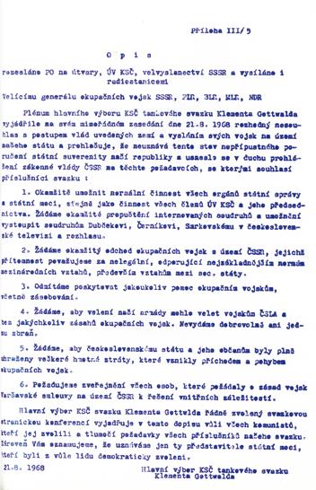 VI. Armáda v srpnu 1968 65 vyzbrojenou ostrou municí pro bojové střelby a chtěl tam zabránit potenciálním incidentům.