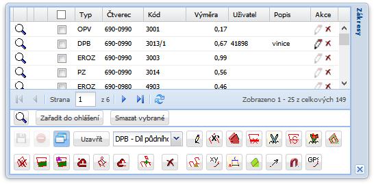 Pracovní zákres (polygon) PZB Pracovní zákres - bod PZL Pracovní zákres - linie SH Sklad