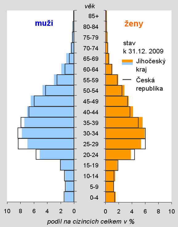 2006 a 2007 (každoročně o 20 %), v roce 2008 jejich nárůst zpomalil. Vlivem hospodářské recese došlo v roce 2009 k mírnému poklesu počtu cizinců, přesto byl jejich stav k 31. 12.