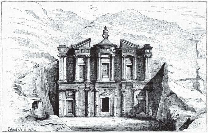 28. Tomb in Petra. Repro: DURM, J.: Die Baukunst der Etrusker. Die Baukunst der Römer. Darmstadt 1885, p. 365. turies, where art historians radically re-evaluated it.