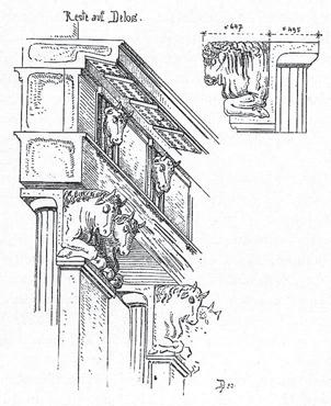 8. Hellenistic fragment from Delos. Repro: DURM, J.: Die Baukunst der Griechen. Darmstadt 1881, p. 155. 10.