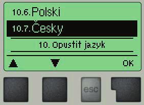 Jazyk menu 10 F 10 - Jazyk Menu 10. Jazyk se používá k volbě jazyka menu. Nastavení je vyžadováno automaticky v průběhu uvádění do provozu.