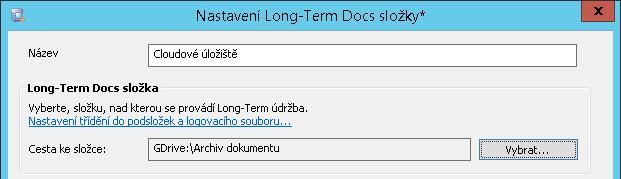 Specifikace cloudového úloţiště je následně zohledněna i ve vstupním poli Cesta ke sloţce