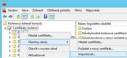 4. Dále postupujte jako při běžné instalaci certifikátu, tedy vyberete soubor s certifikátem, zadáte heslo a certifikát se nainstaluje.