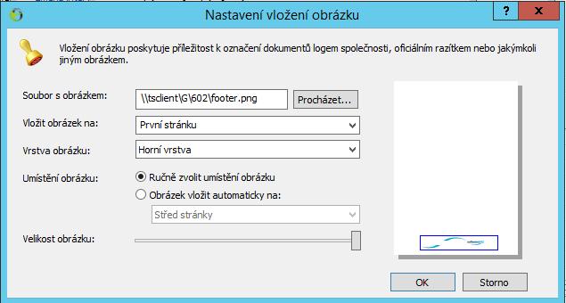 Do pole Soubor s obrázkem je zapotřebí uvést přístupovou cestu ke grafickému souboru s obrázkem razítka.