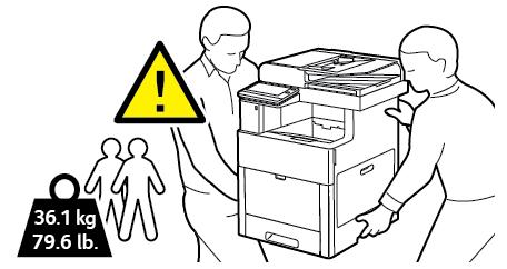Údržba 9. Zvedněte a přeneste tiskárnu podle následujícího obrázku. Tiskárnu při stěhování nenaklánějte o více než 10 stupňů v jakémkoli směru.