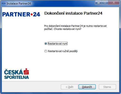 Instalace Partner24 Partner24 installation Dokončení instalace Partner24 Completion of the Partner24 installation Pro dokončení instalace Completion of the Partner24 installation requires a computer