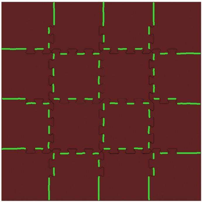 Obr. P1: Možný zp sob pokládky pryžové dlažby typu Puzzle (použití standardních, bočních a rohových dlaždic) Obr.