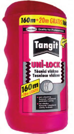 Tangit UNI-LOCK Těsnicí vlákno na závity. Vhodné na všechny druhy závitů (kovové i plastové) do max.
