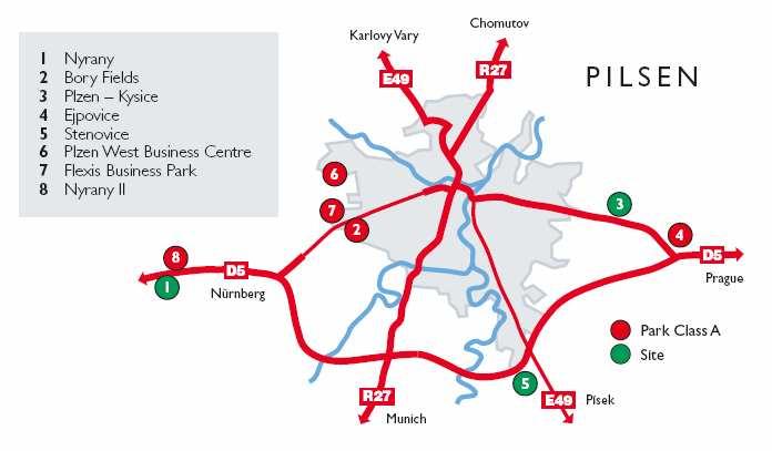 kterých se plánuje výstavba průmyslových a logistických objektů se nacházejí v lokalitách Plzeň Kyšice a Štěnovice.