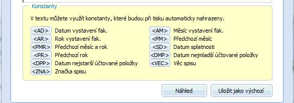 V panelu Náklady/Výdaje můžete pomocí tlačítek podseznamem vyúčtované položky měnit. Předposledním krokem je možnost nastavení vlastního textu, který se má na faktuře zobrazovat.