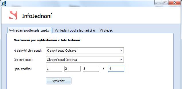 cz. V dialogu pro vyhledávání soudů je potřeba vyplnit konkrétní určení soudu a spisovou značku spisu, který hledáte, přičemž výsledkem je nalezená informace o průběhu řízení na soudu.