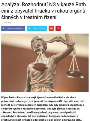 Analýza: Rozhodnutí NS v kauze Rath činí z obyvatel hračku v rukou orgánů činných v trestním řízení Davida Ratha Nejvyššího soudu Adam Černý Marek Irena Válová Unie obhájců senát jednal o podjatosti