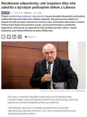 Zdroj: zpravy.tiscali.cz 5.5 mil. návštěv za měsíc Kategorie: Zprávy Vydavatel: TISCALI MEDIA, a.s. Autor: red 16. ledna 2017, 10:19 Nezákonné odposlechy.
