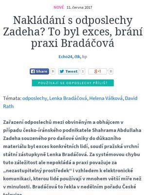 Nakládání s odposlechy Zadeha?