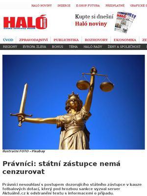 Právníci: státní zástupce nemá cenzurovat Ondřeje Trčku Aleš Rozehnal Tomáš Sokol Spartu Miroslava Pelty ČTK Economia ustanovení o možnosti vyzvat médium k odstranění zveřejněných