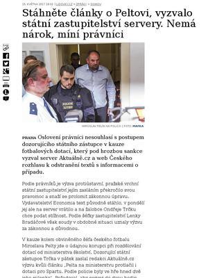 Stáhněte články o Peltovi, vyzvalo státní zastupitelství servery.