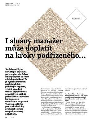 Tisk Zdroj: Právní rádce Měsíčník TN: 8 800 ks Strany: 26, 27, 28 Kategorie: Ekonomika, finance, právo Vydavatel: ECONOMIA, a.s. Autor: JAROSLAV KRAMER FOTO: ARCHIV HN Rubrika: Rozhovor 5.
