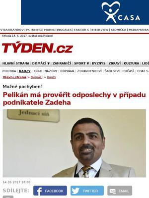 Pelikán má prověřit odposlechy v případu podnikatele Zadeha Daniel Korte Robert Pelikán Shahrama Abdullaha Zadeha Václav Zadehovy ČTK odposlechům podala ve druhé polovině února poprvé trestní