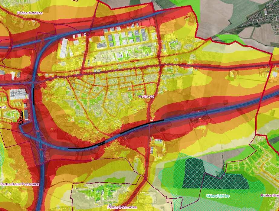 STRATEGICKÁ HLUKOVÁ MAPA Na následujících obrázcích (Obr. 7 a Obr.