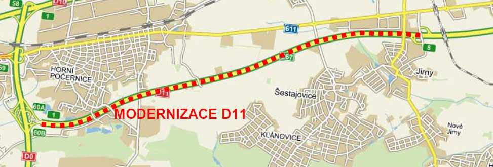 kategorii D34/120, jedná se však pouze o čtyřpruhové uspořádání kategorie D26,5/120 s šířkovou rezervou ve středním dělícím pásu pro výhledové rozšíření pro vedení třech průběžných jízdních pruhů v