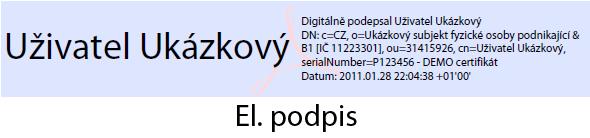 certifikátu, kterým chce dokument podepsat (volba Podepsat jako: ), zadá heslo a potvrdí stiskem