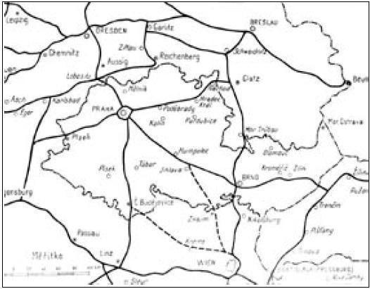 11. Plán německé a protektorátní dálniční sítě včetně dálnice Breslau - Wien Pramen: http://www.rsd.