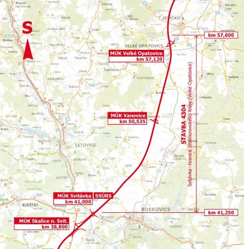 19. Návrh vedení R43 v úseku Svitávka Velké Opatovice (hranice Pardubického