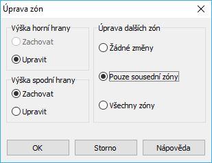 Správa zón také indikuje, pokud se dvě zóny výškově překrývají. Toto překrytí je také zvýrazněno červeně v grafickém zobrazení zón.