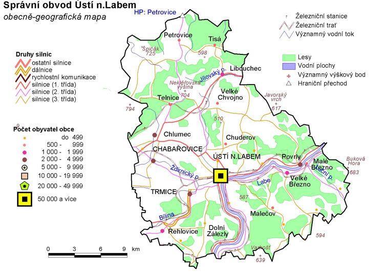 okresem Děčín, na jihu s okresem Litoměřice a na západě s okresem Teplice. Severní hranice okresu Ústí nad Labem je vymezena státní hranicí se SRN.