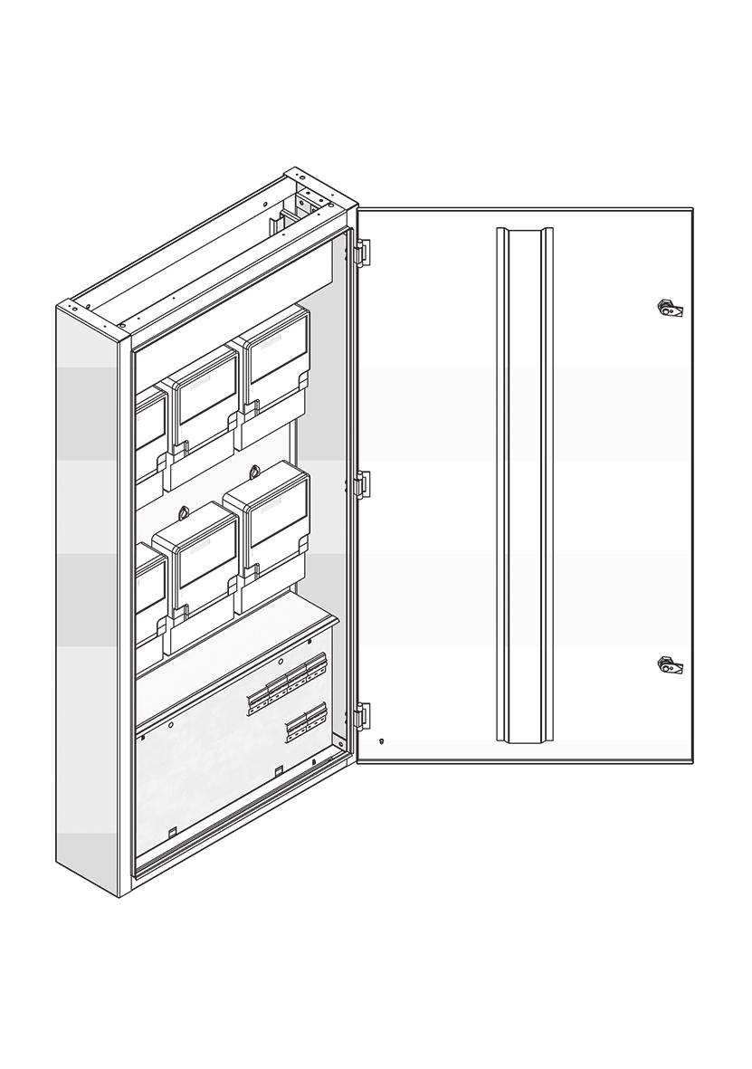 Základní skříň obsahuje: skříň dveře elektroměrový rošt nosníky svorkovnic krycí panely bez otvorů elektroměrové záslepky Rozvodnice typu NR dodáváme i v protipožární úpravě Vyjímatelý elektroměrový