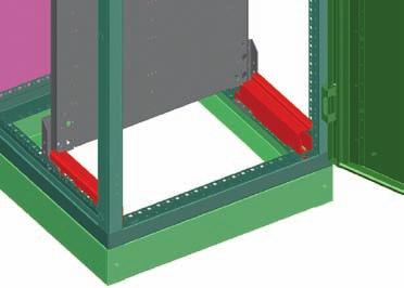 Rozváděčové skříně XVTL Postup montáže panelu XVTL-IC..: 1. Umístění panelu v šikmé poloze dolní hranou na XVTL-FITUP/BRA 2. Posunutí panelu na doraz 3. Vzpřímení panelu 4.