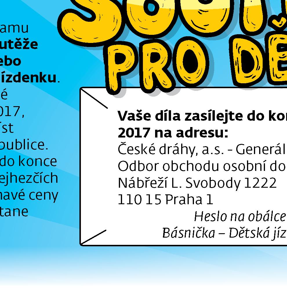 Nejhezčí básničky budou otištěné na Dětských jízdenkách v roce 2017, na