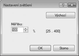 Klepněte na záložku "Papír" na obrazovce nastavení ovladače tiskárny. Zvolte "Měřítko" a klepněte na tlačítko "Nastavení". Zvolte poměr zvětšení.