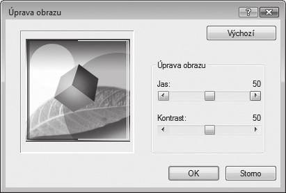 FUNKCE TISKU NASTAVENÍ JASU A KONTRASTU OBRÁZKU (Úprava obrazu) Při tisku fotografií nebo jiných obrázků je možno v nastaveních tisku též nastavit jas a kontrast.