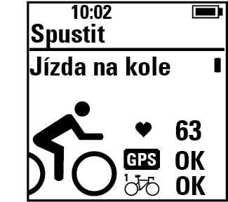 Pokud jste si pro tento sportovní profil aktivovali funkci GPS a kompatibilní snímač Bluetooth Smartnebo obojí, začne M460 automaticky vyhledávat příslušné signály.