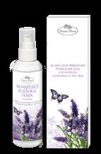TONIZUJÍCÍ PLEŤOVÁ VODA LEVANDULE 100 ml Tonizující pleťová voda obsahuje místo syntetických parabenů přírodní extrakt ze zimolezu (Lonicera japonica, Lonicera caprifolium), který potlačuje růst