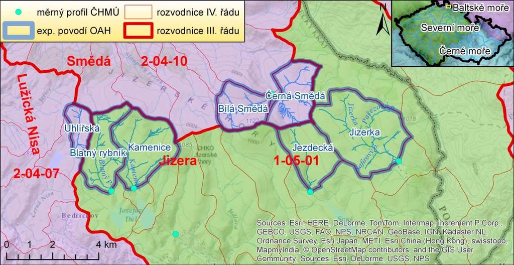 odtokové vlastnosti na hranici hlavního evropského rozvodí.