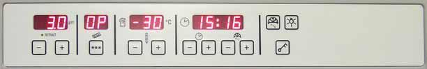 6. Obsluha přístroje 6.1 Ovládací panel 1 Funkční tlačítka Tlačítkový spínač lampy Spínač ZAP/VYP osvětlení kryokomory Obr.